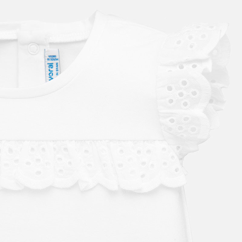 Mayoral Baby Girl Ruffle Sleeve Tee White